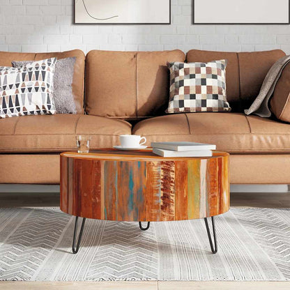 vidaXL Couchtisch Altholz Massiv Rund