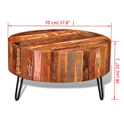 vidaXL Couchtisch Altholz Massiv Rund