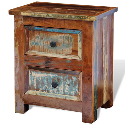 vidaXL Table de chevet avec 2 tiroirs en bois de récupération massif