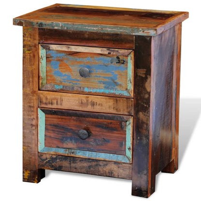 vidaXL Table de chevet avec 2 tiroirs en bois de récupération massif
