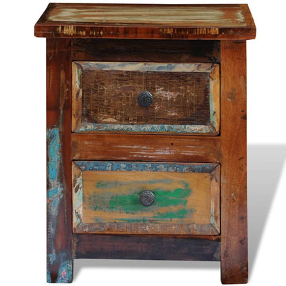 vidaXL Table de chevet avec 2 tiroirs en bois de récupération massif