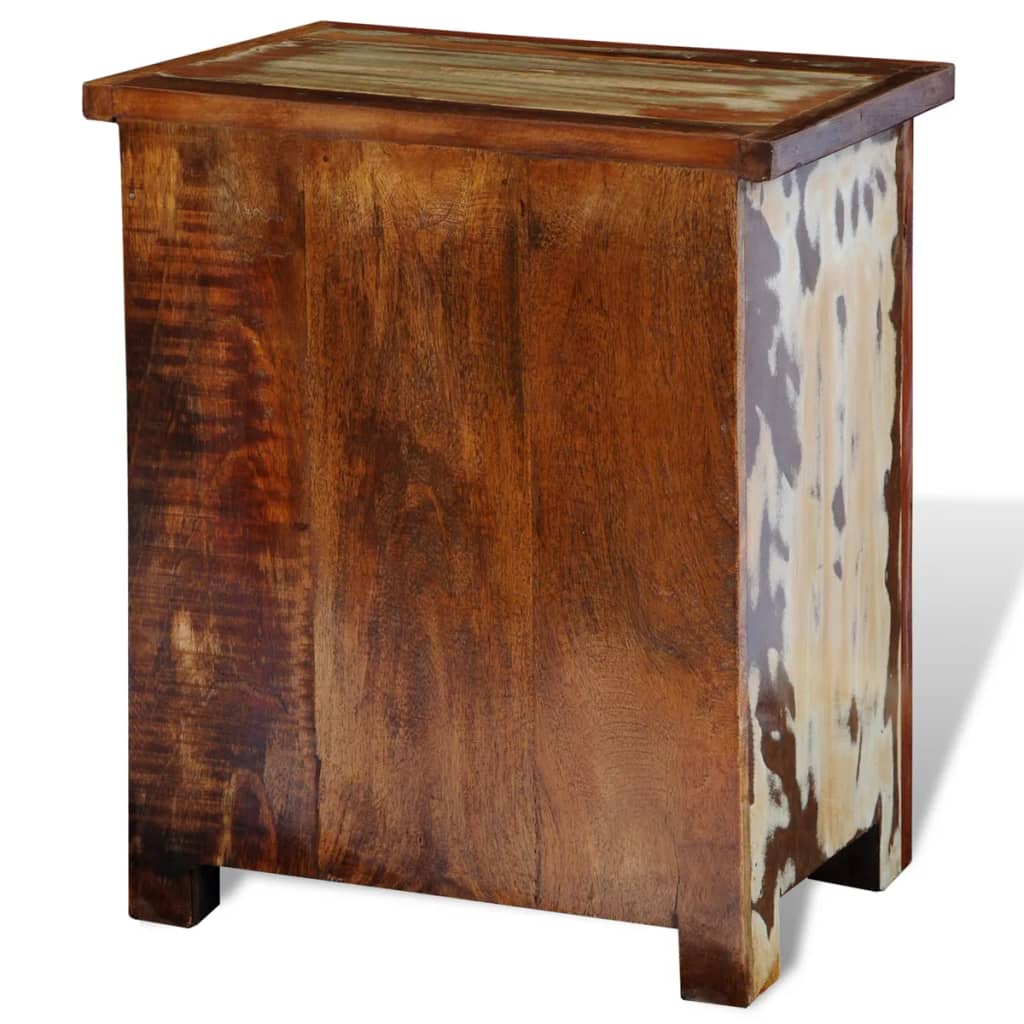 vidaXL Table de chevet avec 2 tiroirs en bois de récupération massif