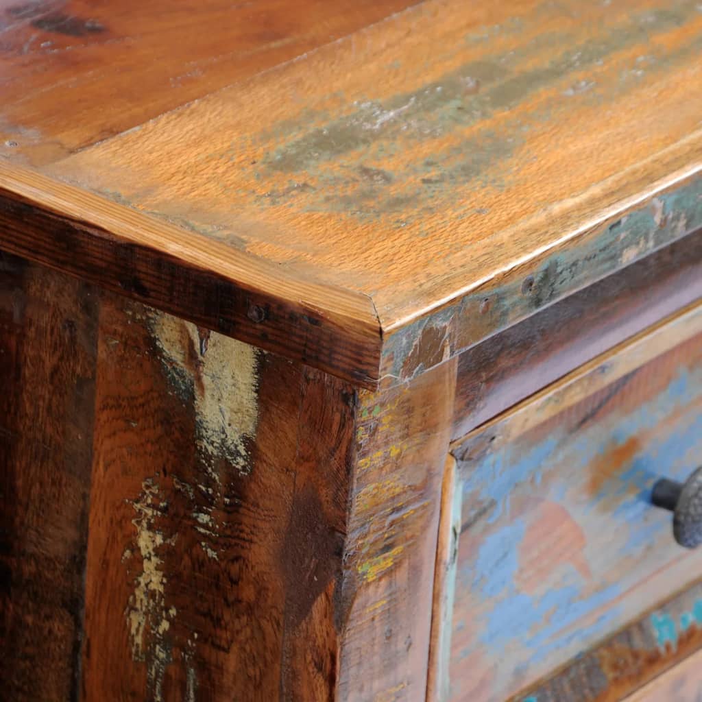 vidaXL Table de chevet avec 2 tiroirs en bois de récupération massif