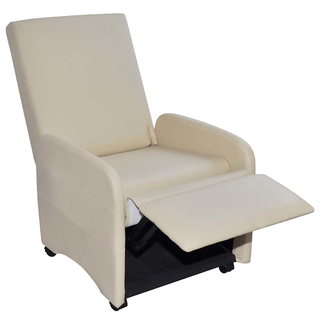 vidaXL Sessel Klappbar Creme Kunstleder