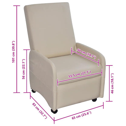 vidaXL Sessel Klappbar Creme Kunstleder