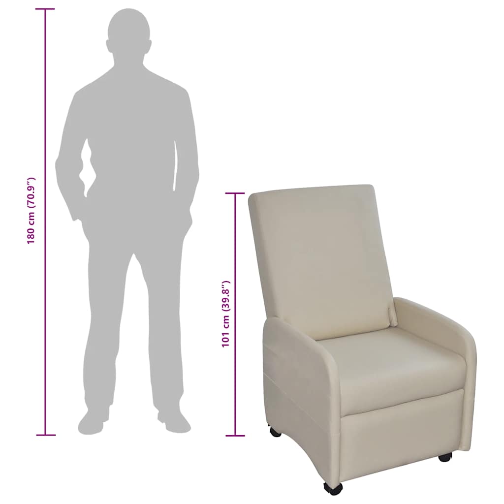 vidaXL Sessel Klappbar Creme Kunstleder