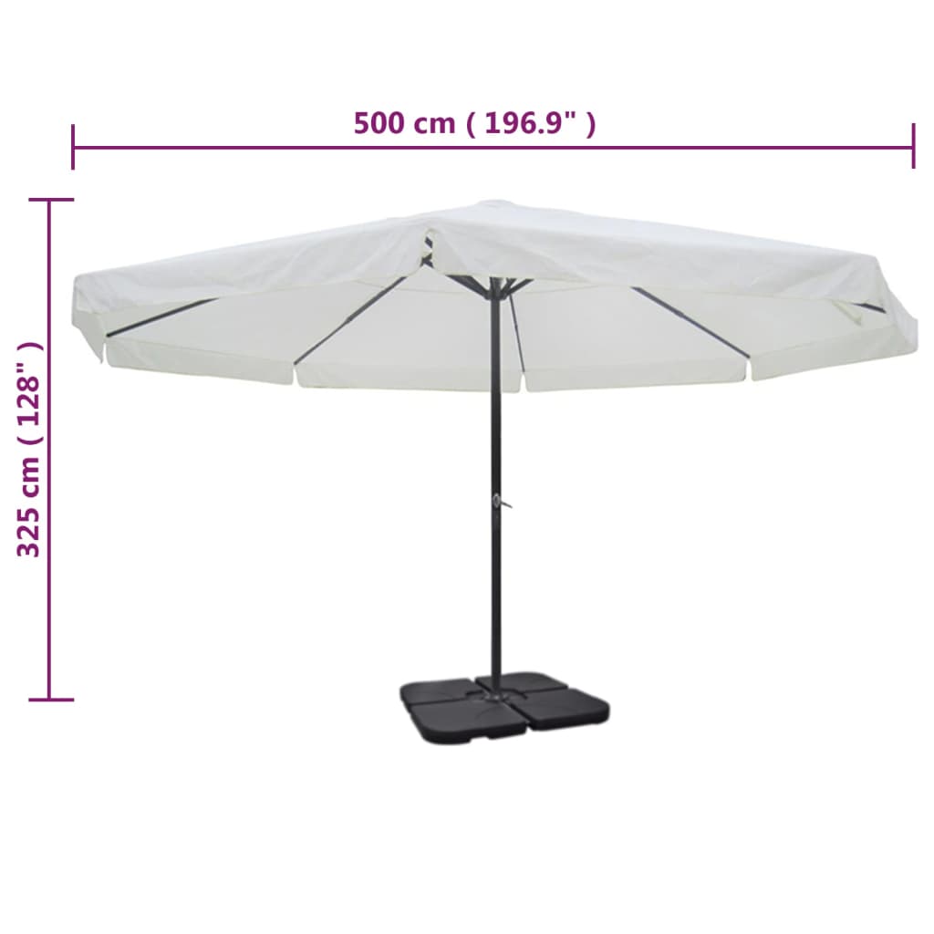 vidaXL Parasol en aluminium support de parasol portable blanc