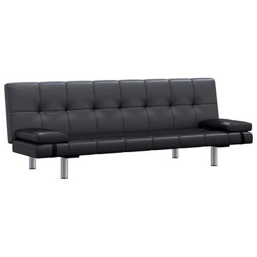 vidaXL Schlafsofa mit 2 Kissen Kunstleder Ausziehbar Schwarz