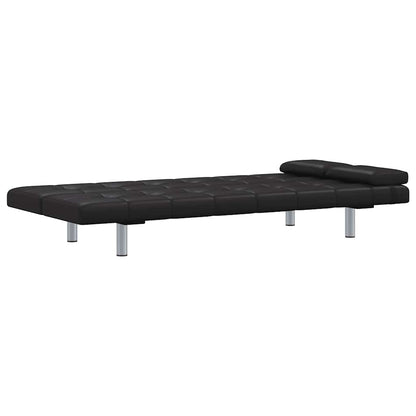vidaXL Schlafsofa mit 2 Kissen Kunstleder Ausziehbar Schwarz