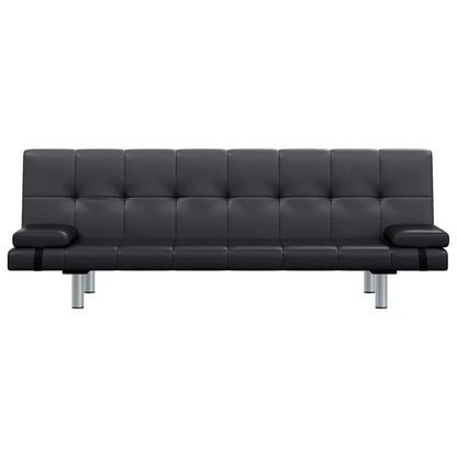 vidaXL Schlafsofa mit 2 Kissen Kunstleder Ausziehbar Schwarz