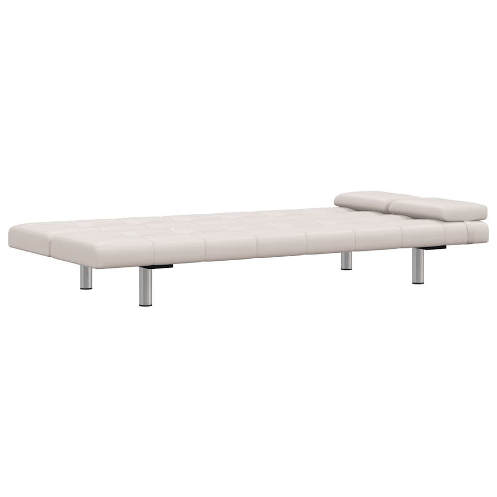 vidaXL Schlafsofa mit 2 Kissen Kunstleder Ausziehbar Cremeweiß