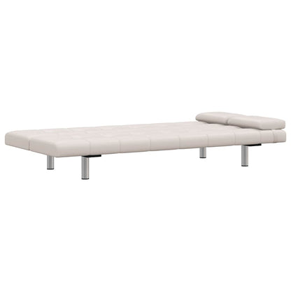 vidaXL Schlafsofa mit 2 Kissen Kunstleder Ausziehbar Cremeweiß