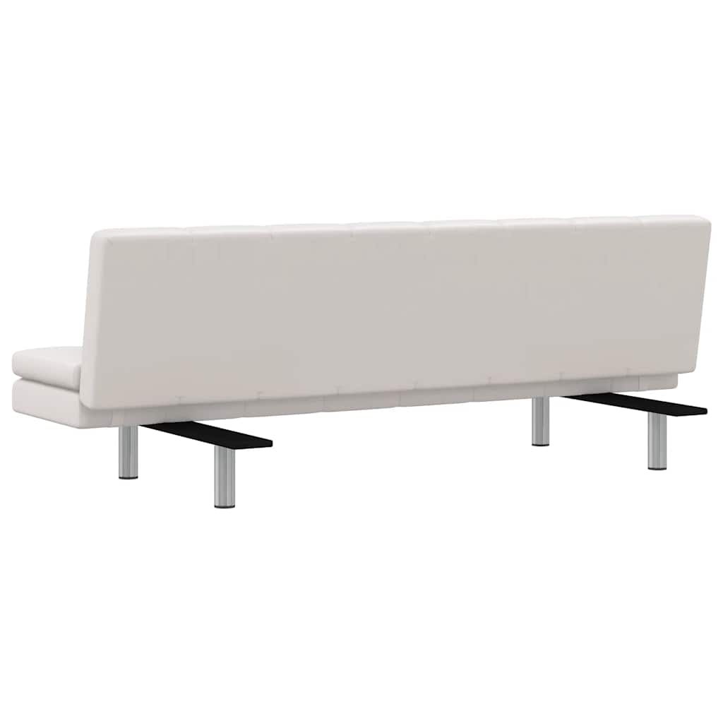 vidaXL Schlafsofa mit 2 Kissen Kunstleder Ausziehbar Cremeweiß