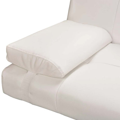 vidaXL Schlafsofa mit 2 Kissen Kunstleder Ausziehbar Cremeweiß