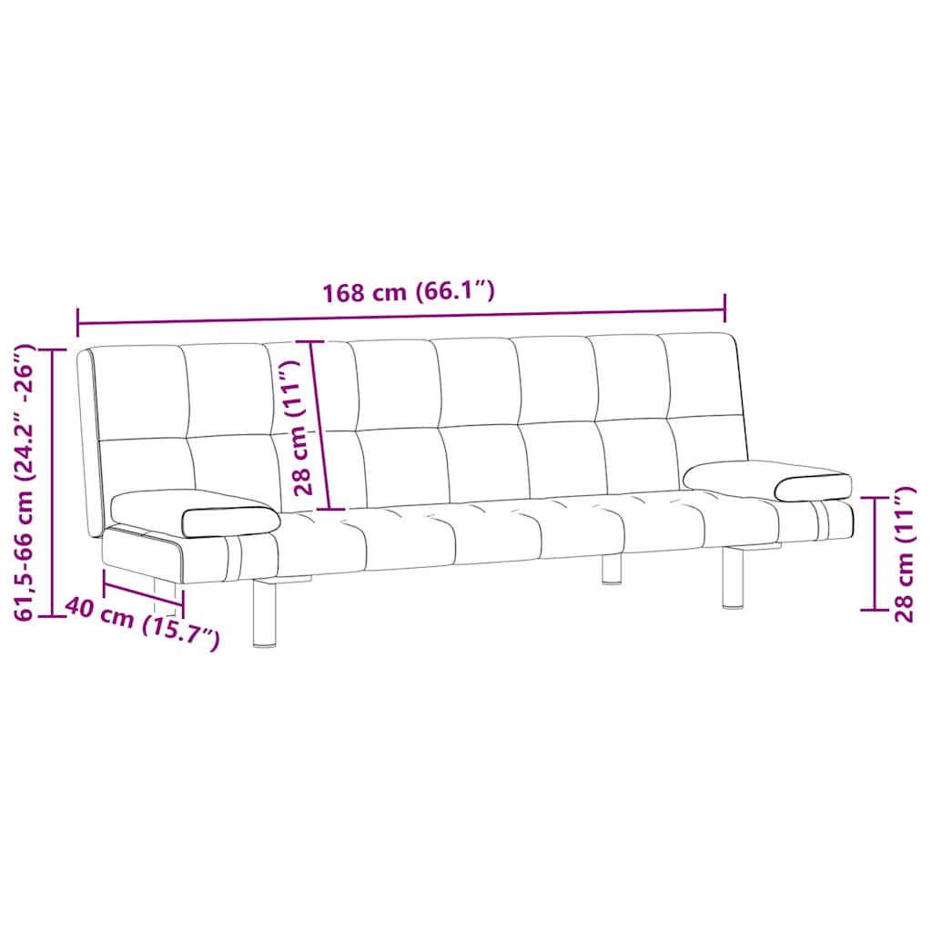 vidaXL Schlafsofa mit 2 Kissen Kunstleder Ausziehbar Cremeweiß