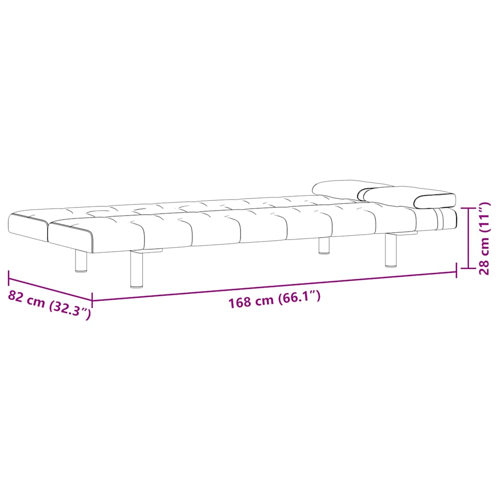 vidaXL Schlafsofa mit 2 Kissen Kunstleder Ausziehbar Cremeweiß