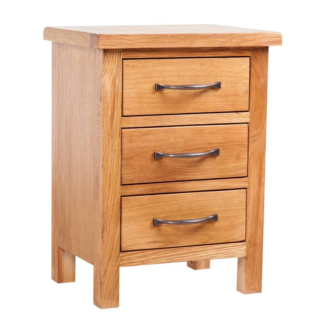 vidaXL Table de chevet avec 3 tiroirs 40x30x54 cm Bois de chêne massif