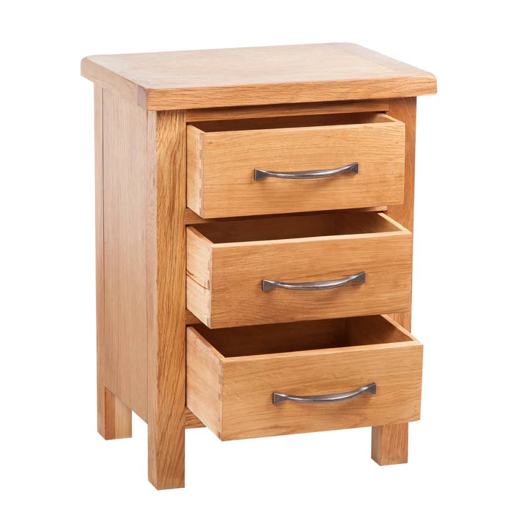 vidaXL Table de chevet avec 3 tiroirs 40x30x54 cm Bois de chêne massif