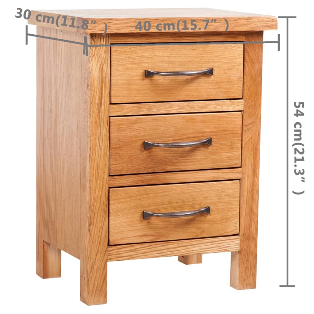vidaXL Table de chevet avec 3 tiroirs 40x30x54 cm Bois de chêne massif