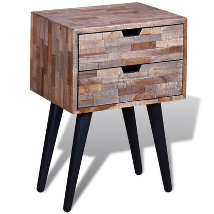 vidaXL Table de chevet avec 2 tiroirs en teck recyclé
