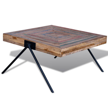 vidaXL Couchtisch mit V-Beinen Altholz Teak