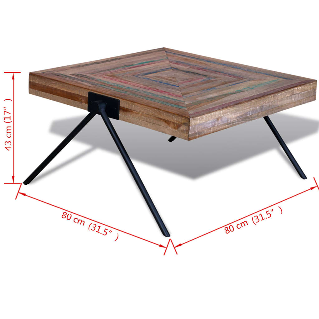 vidaXL Couchtisch mit V-Beinen Altholz Teak