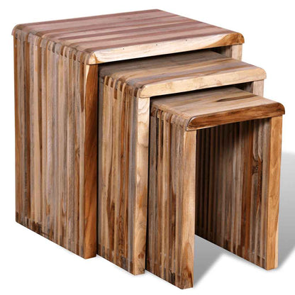 vidaXL 3-tlg. Satztisch-Set Altholz Teak