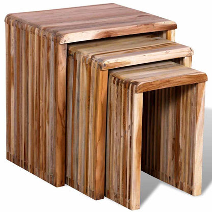 vidaXL 3-tlg. Satztisch-Set Altholz Teak