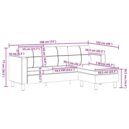 vidaXL L-förmiges Sofa 3-Sitzer Kunstleder Schwarz