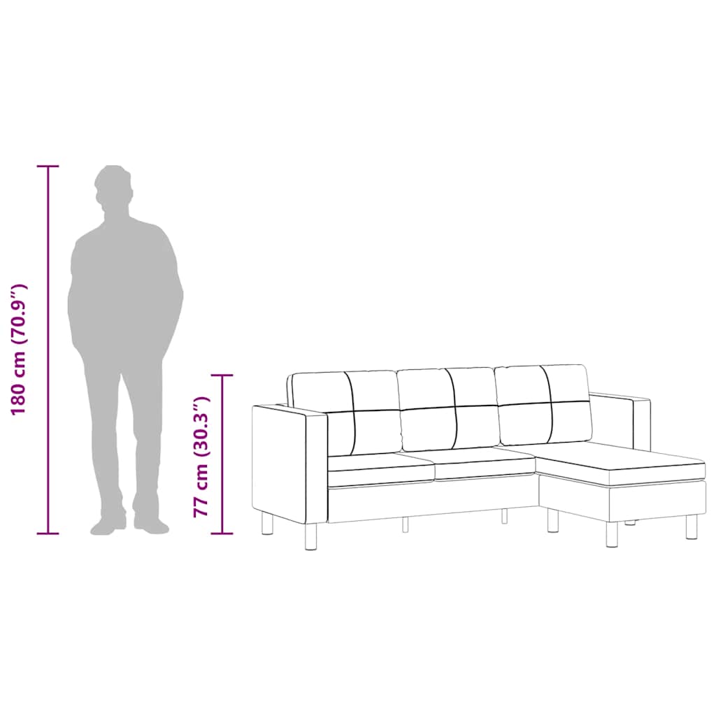 vidaXL Modulsofa 3-Sitzer Kunstleder Weiß