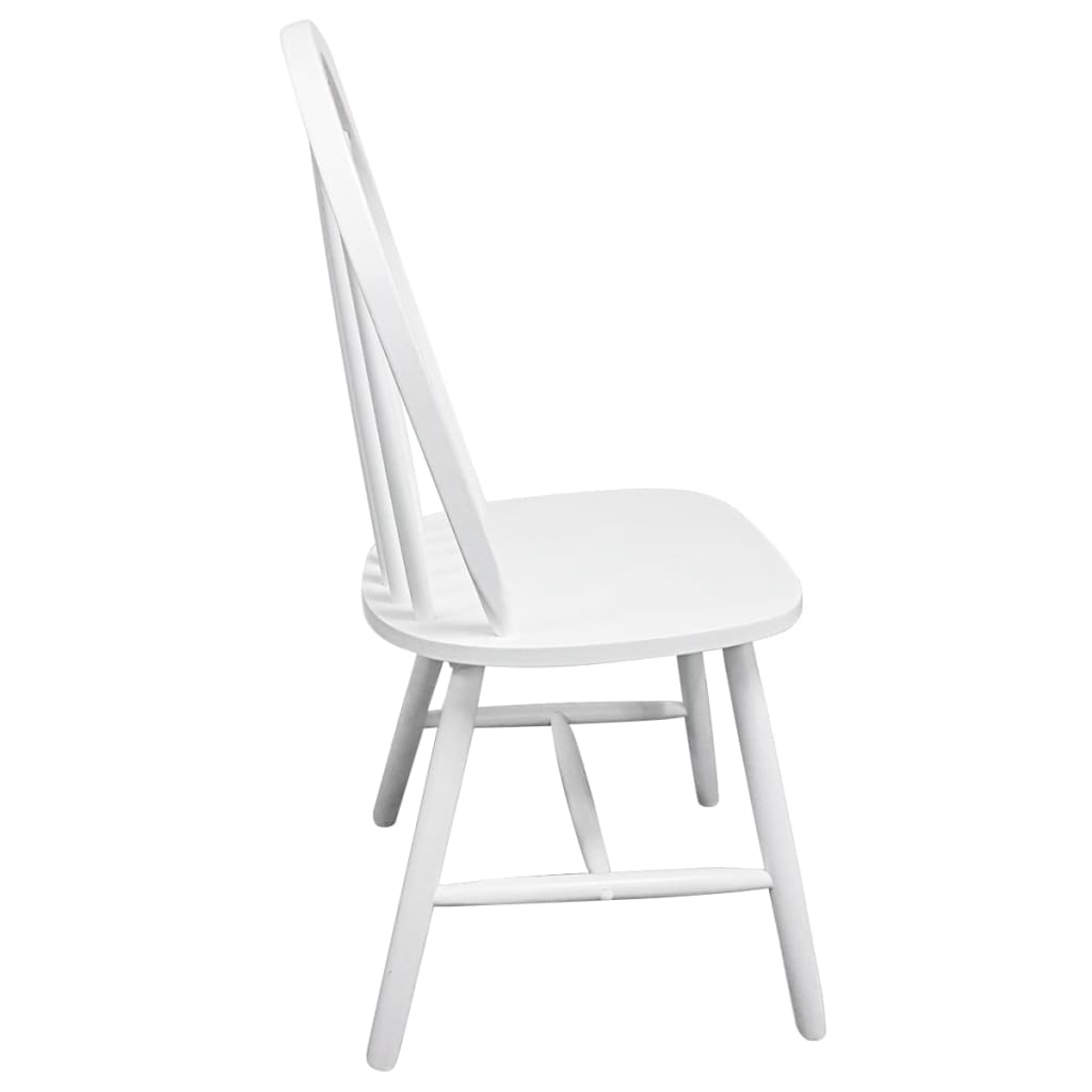 vidaXL Esszimmerstühle 2 Stk. Weiß Massivholz Gummibaum