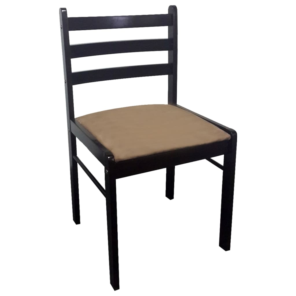 vidaXL Esszimmerstühle 2 Stk. Braun Massivholz Gummibaum und Samt