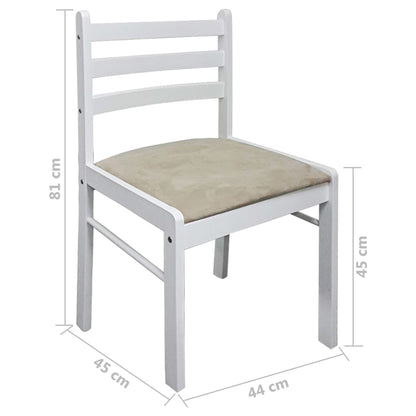 vidaXL Esszimmerstühle 2 Stk. Weiß Massivholz Gummibaum und Samt