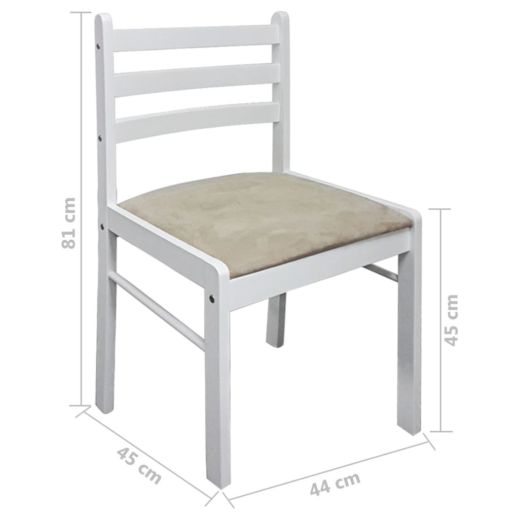 vidaXL Esszimmerstühle 4 Stk. Weiß Massivholz Gummibaum und Samt
