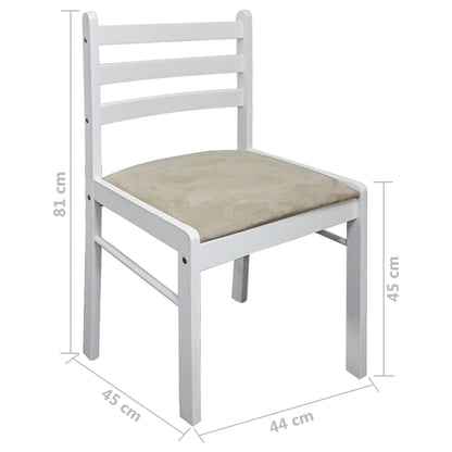 vidaXL Esszimmerstühle 4 Stk. Weiß Massivholz Gummibaum und Samt