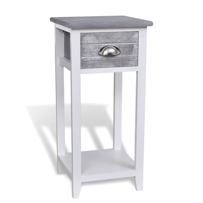 vidaXL Table de chevet à 1 tiroir Gris/Blanc