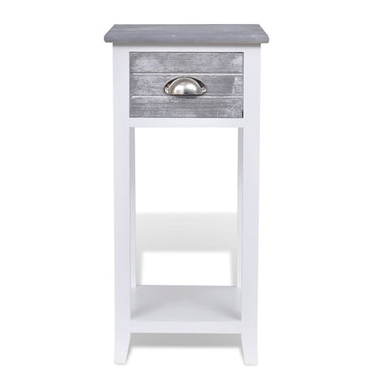 vidaXL Table de chevet à 1 tiroir Gris/Blanc
