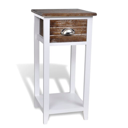 vidaXL Table de chevet à 1 tiroir Marron et Blanc
