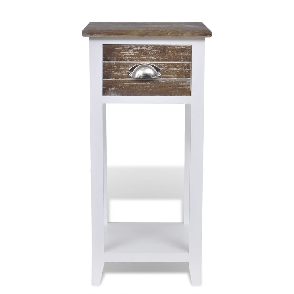 vidaXL Table de chevet à 1 tiroir Marron et Blanc