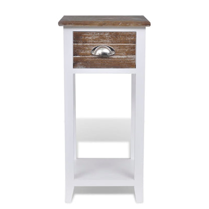 vidaXL Table de chevet à 1 tiroir Marron et Blanc