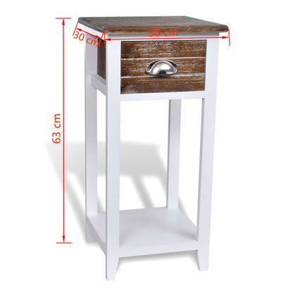 vidaXL Table de chevet à 1 tiroir Marron et Blanc