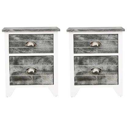 vidaXL Tables de chevet 2 pcs avec 2 tiroirs Gris et blanc