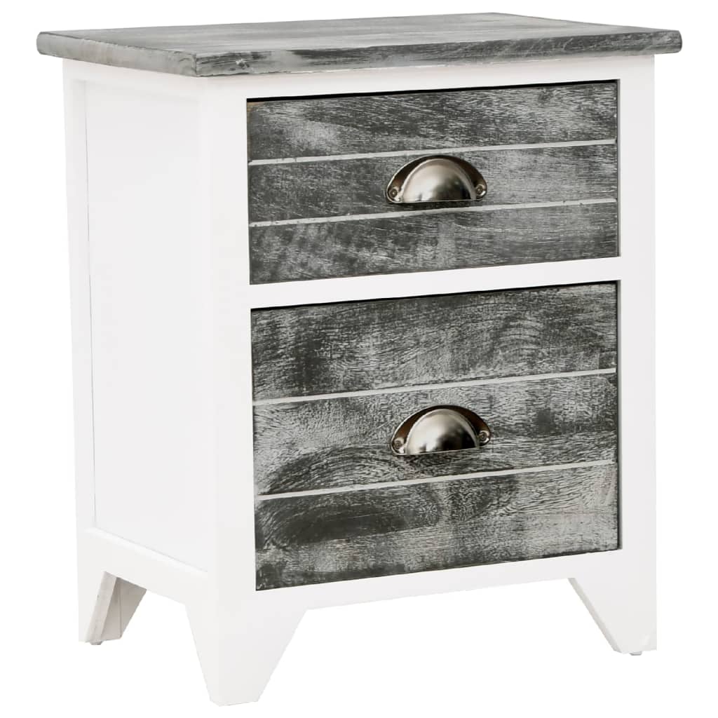 vidaXL Tables de chevet 2 pcs avec 2 tiroirs Gris et blanc