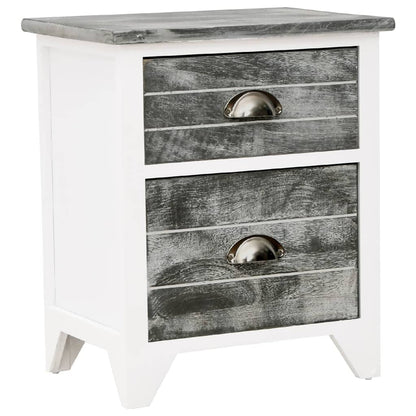 vidaXL Tables de chevet 2 pcs avec 2 tiroirs Gris et blanc