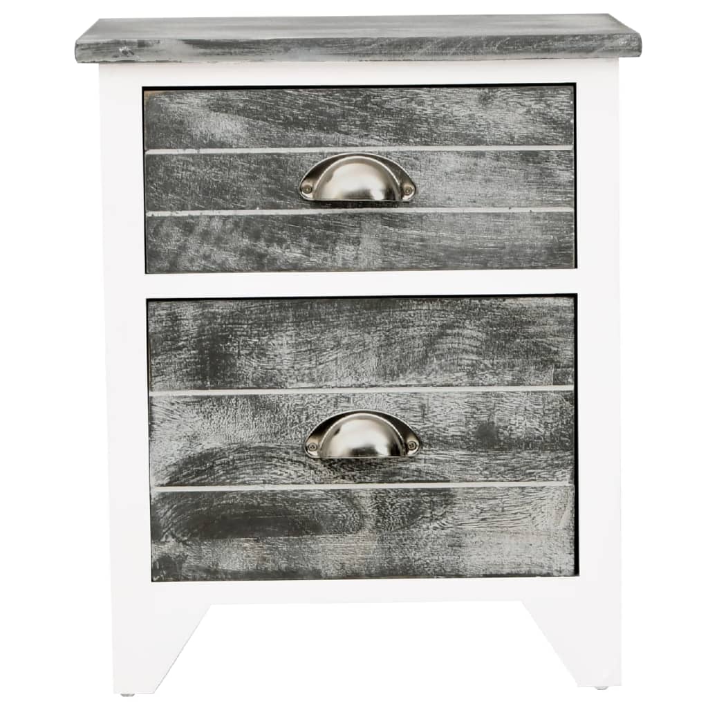vidaXL Tables de chevet 2 pcs avec 2 tiroirs Gris et blanc