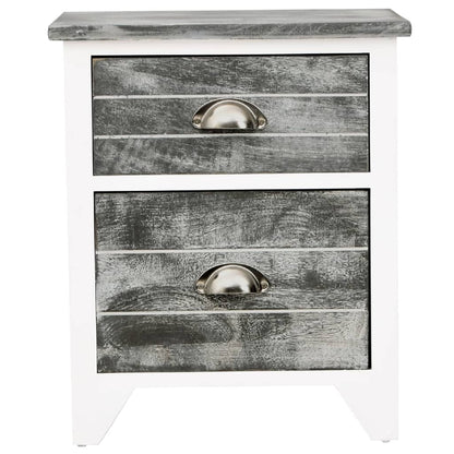 vidaXL Tables de chevet 2 pcs avec 2 tiroirs Gris et blanc