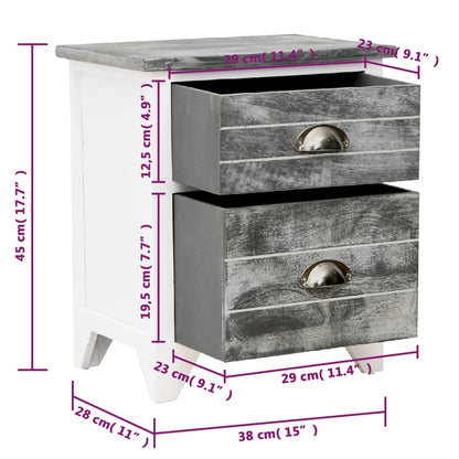 vidaXL Tables de chevet 2 pcs avec 2 tiroirs Gris et blanc