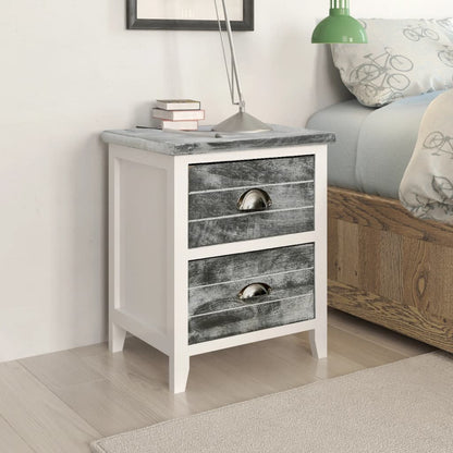 vidaXL Tables de chevet 2 pcs avec 2 tiroirs Gris et blanc