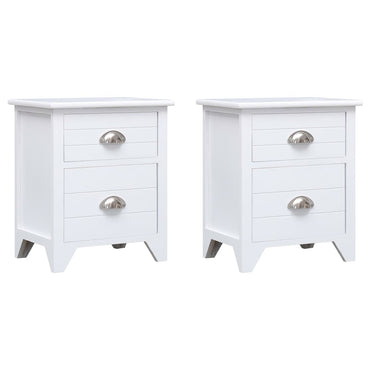 vidaXL Tables de chevet 2 pcs avec 2 tiroirs Blanc