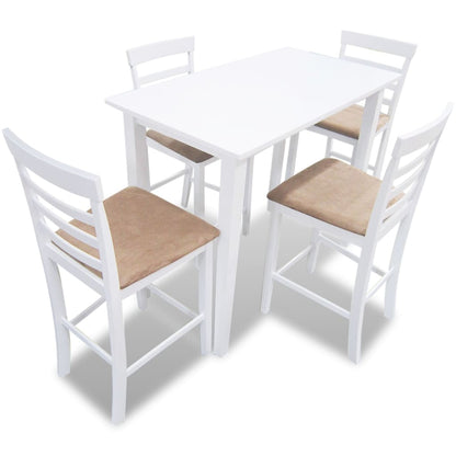 vidaXL Table haute et 4 tabourets de bar Bois Blanc